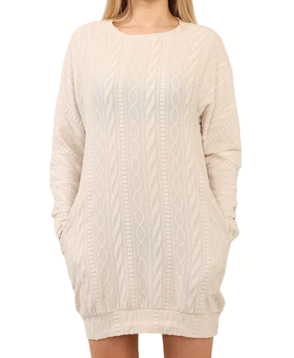 Women's Elegant Cable Knit Bodycon Dress