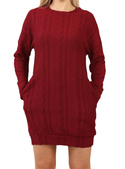 Women's Elegant Cable Knit Bodycon Dress