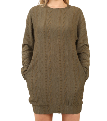 Women's Elegant Cable Knit Bodycon Dress