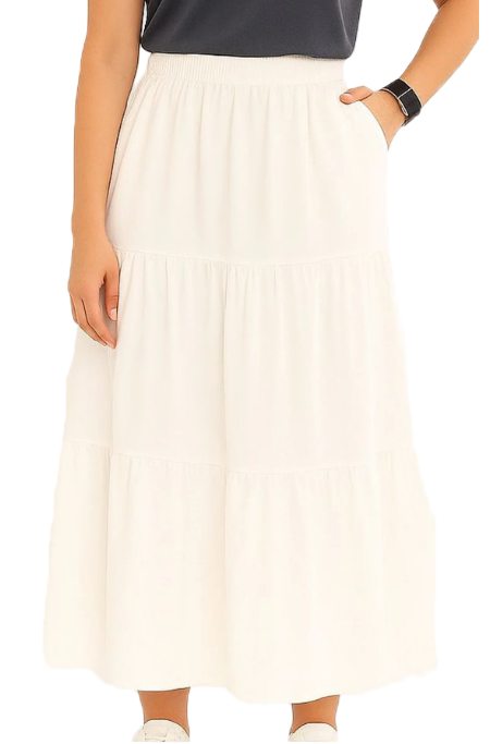 Women's A-Line Summer Maxi Skirt with Pockets – Lightweight High-Waist Flowing Skirt for Casual & Beach Wear