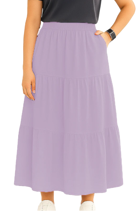 Women's A-Line Summer Maxi Skirt with Pockets – Lightweight High-Waist Flowing Skirt for Casual & Beach Wear