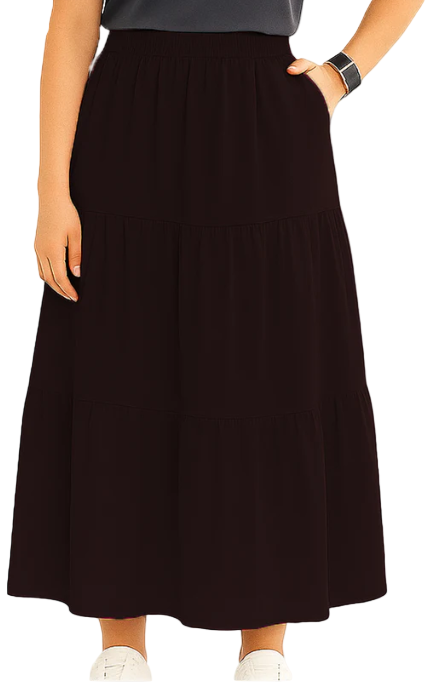 Women's A-Line Summer Maxi Skirt with Pockets – Lightweight High-Waist Flowing Skirt for Casual & Beach Wear