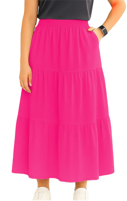 Women's A-Line Summer Maxi Skirt with Pockets – Lightweight High-Waist Flowing Skirt for Casual & Beach Wear