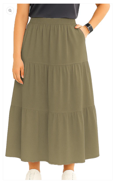 Women's A-Line Summer Maxi Skirt with Pockets – Lightweight High-Waist Flowing Skirt for Casual & Beach Wear