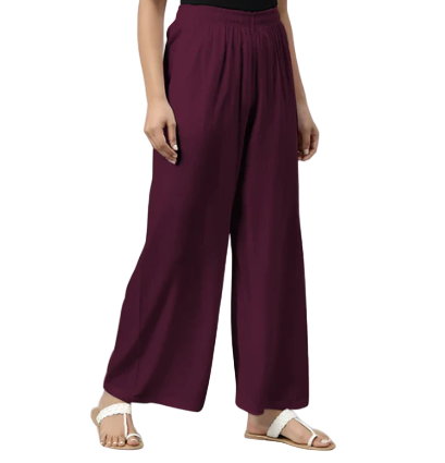 Women's Wide Leg Palazzo Trousers – Elastic Waist, Soft & Stretchy Lounge and Casual Pants