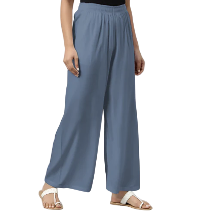 Women's Wide Leg Palazzo Trousers – Elastic Waist, Soft & Stretchy Lounge and Casual Pants