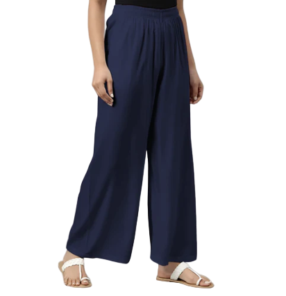 Women's Wide Leg Palazzo Trousers – Elastic Waist, Soft & Stretchy Lounge and Casual Pants
