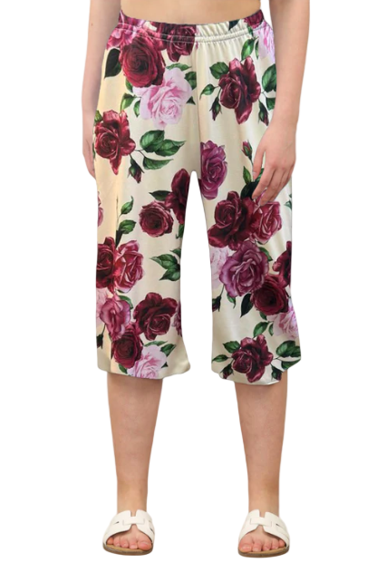 Women's Wide Leg Floral Shorts – Lightweight High-Waist Pull-On Shorts for Summer, Casual & Holiday Wear