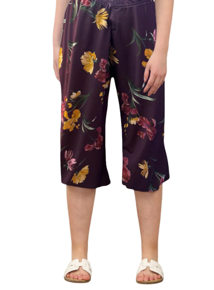Women's Wide Leg Floral Shorts – Lightweight High-Waist Pull-On Shorts for Summer, Casual & Holiday Wear