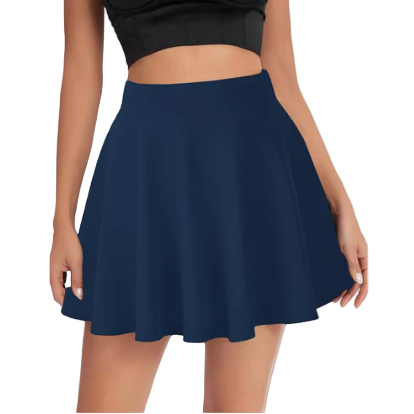 Women's Skater Skirt – Flared Elastic Waist, Lightweight Stretch Polyester Skirt for Casual & Everyday Wear