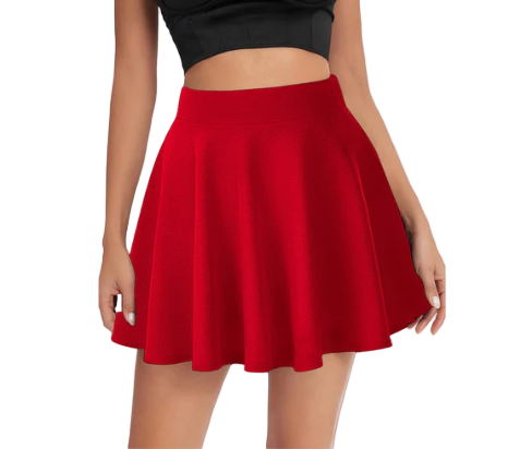 Women's Skater Skirt – Flared Elastic Waist, Lightweight Stretch Polyester Skirt for Casual & Everyday Wear