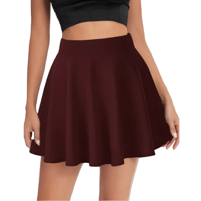 Women's Skater Skirt – Flared Elastic Waist, Lightweight Stretch Polyester Skirt for Casual & Everyday Wear