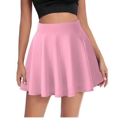 Women's Skater Skirt – Flared Elastic Waist, Lightweight Stretch Polyester Skirt for Casual & Everyday Wear
