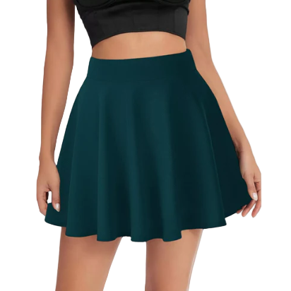Women's Skater Skirt – Flared Elastic Waist, Lightweight Stretch Polyester Skirt for Casual & Everyday Wear