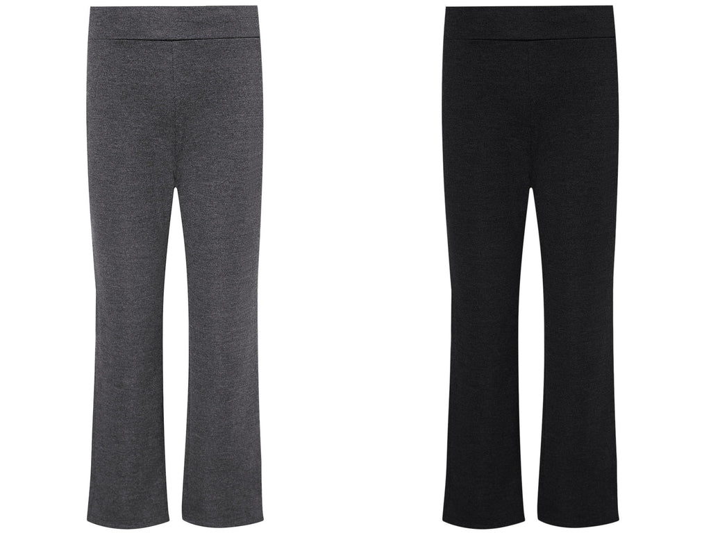 Girls’ Jersey Pull-Up Trousers | Smart School Pants | Soft Stretch Elastic Waist | Comfortable Everyday Wear